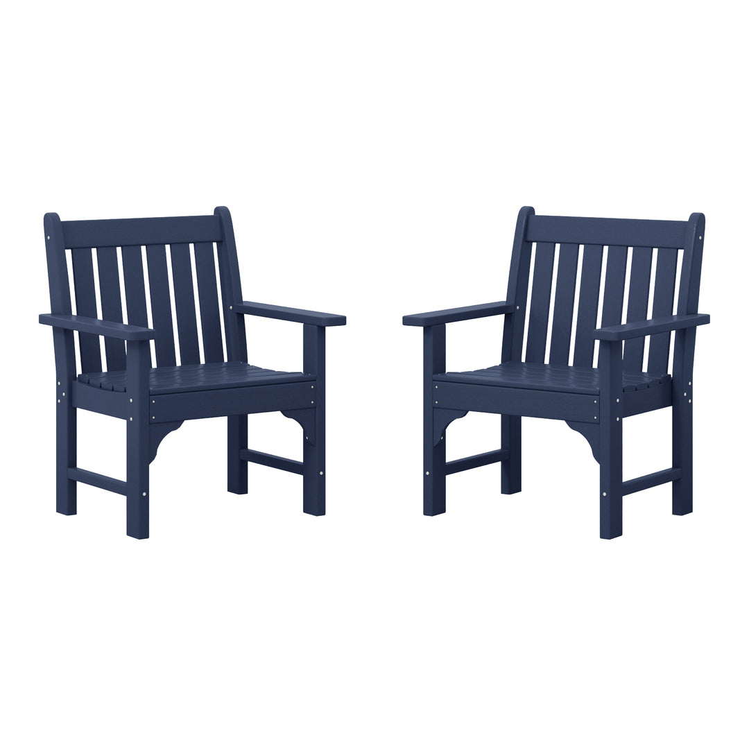 Malibu Outdoor Patio HDPE Adirondack Dining Arm Chairs (Set of 2)