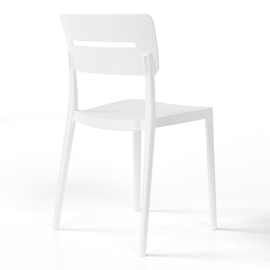 Playa Modern 5-Piece Resin Round Patio Dining Table Set with Stackable Patio Dining Chairs