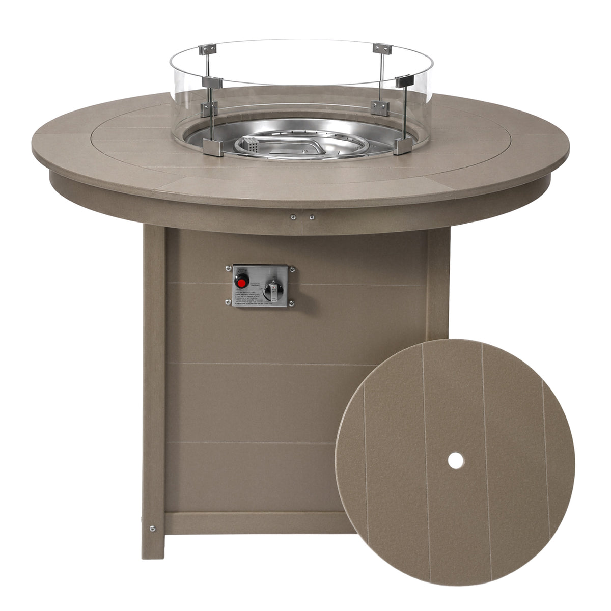 Helios 47" Modern Outdoor Patio Propane Round Counter Height Fire Pit Table