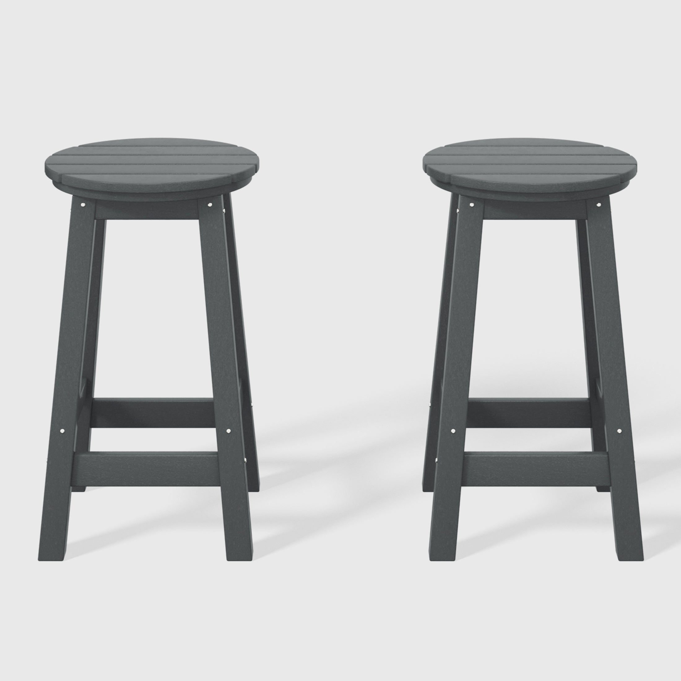 Malibu 24" HDPE Outdoor Patio Round Counter Height Bar Stool Set of 2