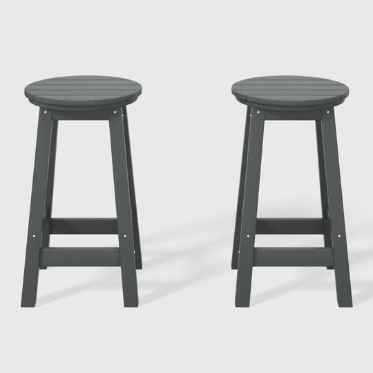 Malibu 24" HDPE Outdoor Patio Round Counter Height Bar Stool (Set of 2)