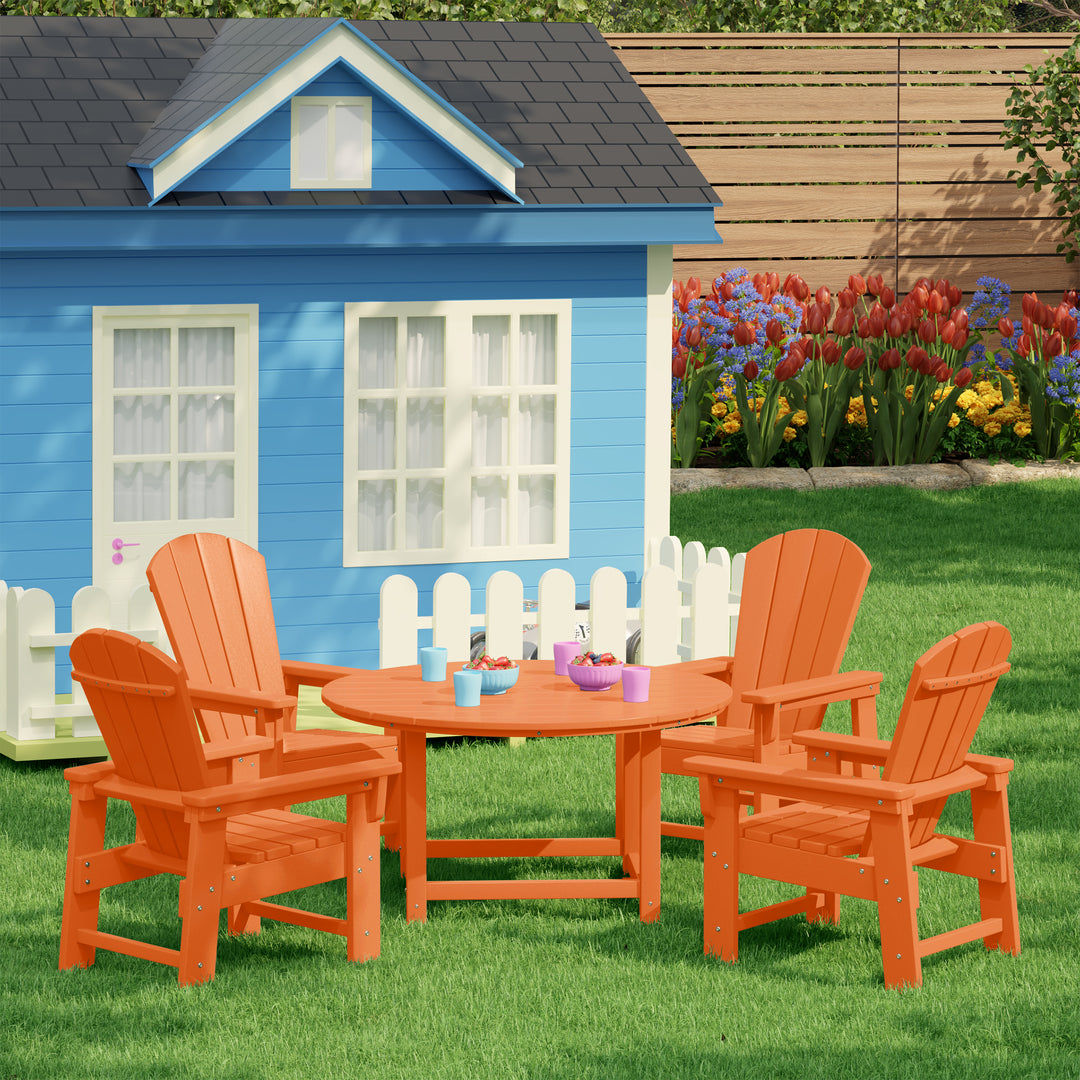 Malibu Kids 5-Piece HDPE Outdoor Patio Round Dining Table and Chairs Set