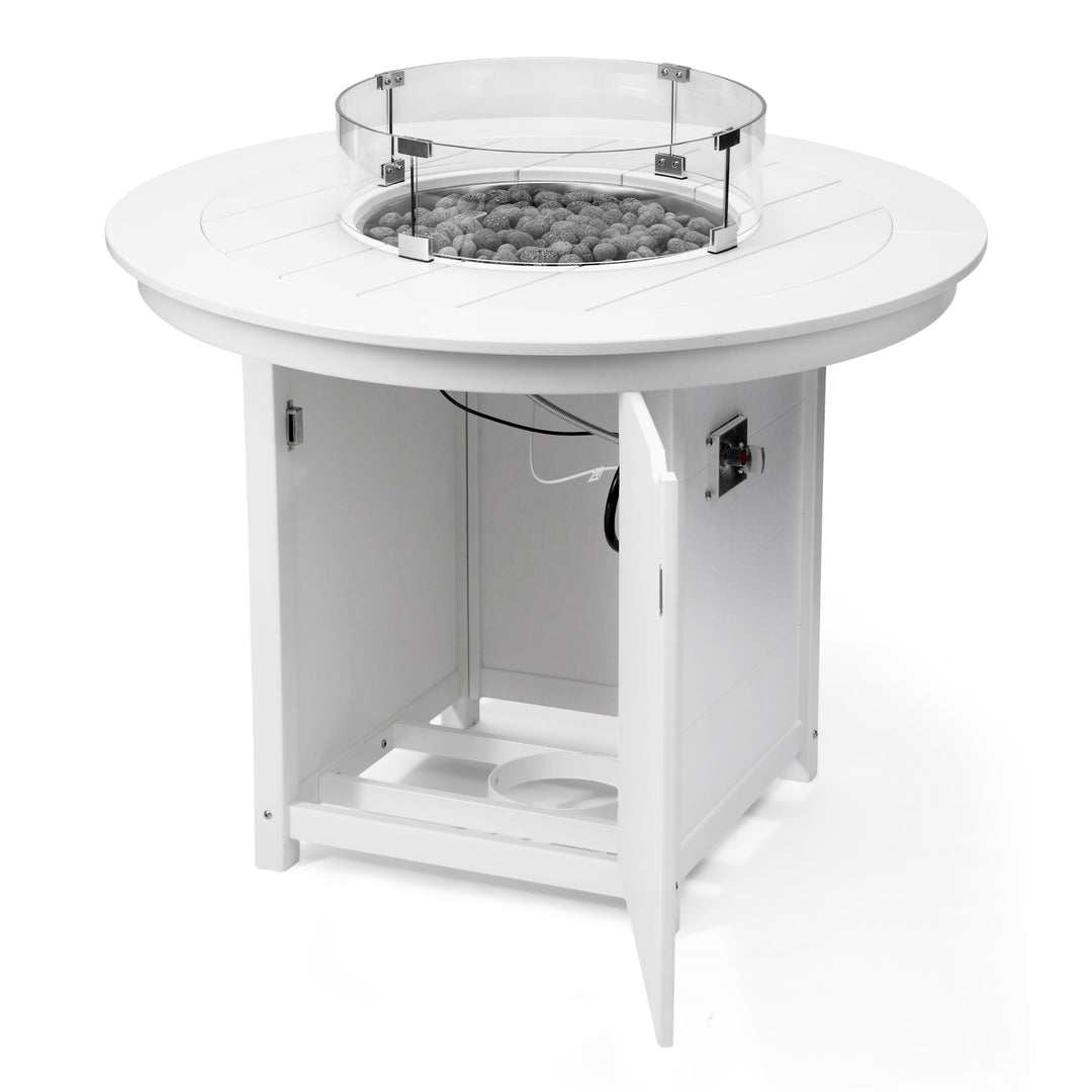 Helios 47" Modern Outdoor Patio Propane Round Counter Height Fire Pit Table
