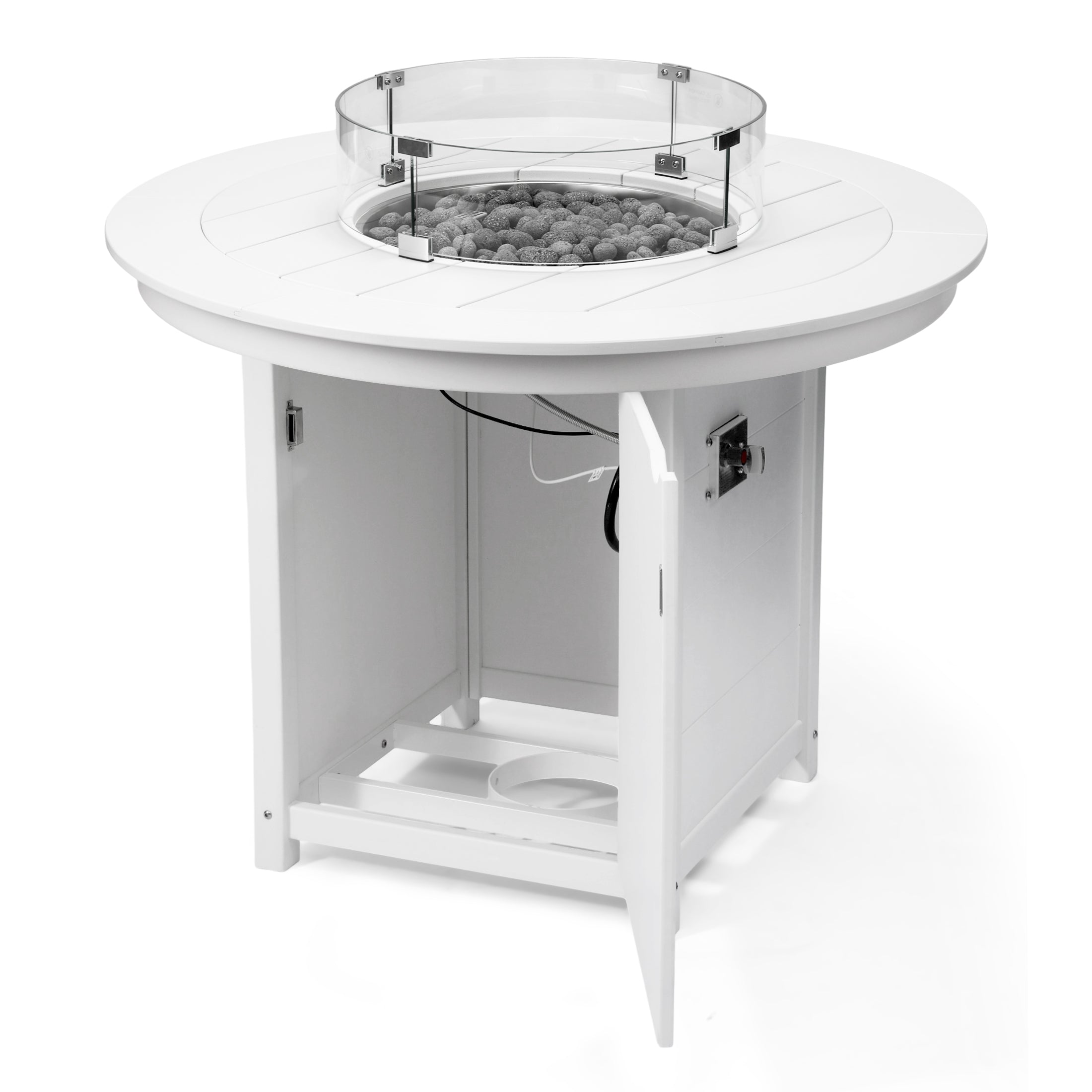 Helios 47" Modern Outdoor Patio Propane Round Counter Height Fire Pit Table