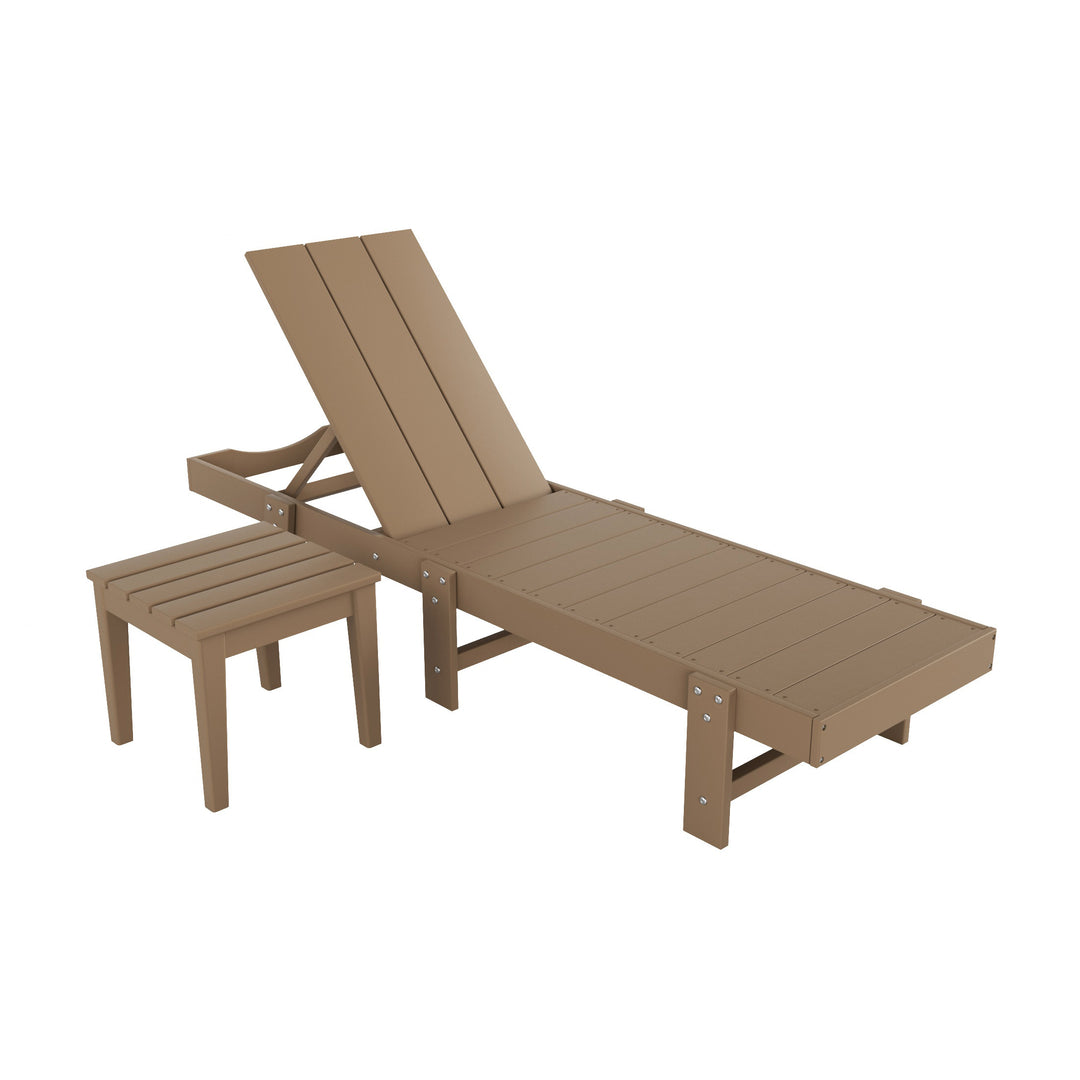 Ashore 2 Piece Modern Poly Reclining Chaise Lounge With Wheels