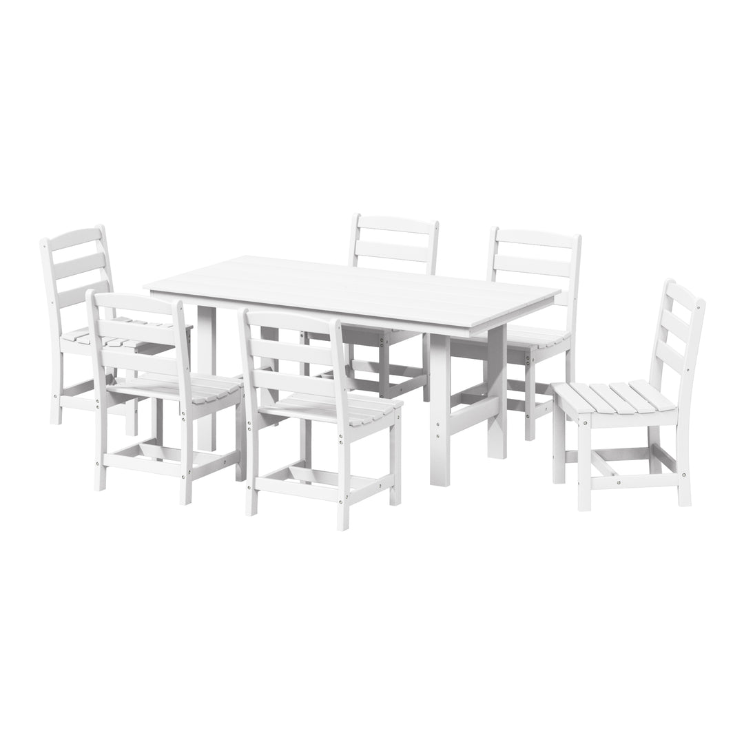 Ashore 7-Piece HDPE Outdoor Rectangular Patio Dining Table Set with Side Chairs