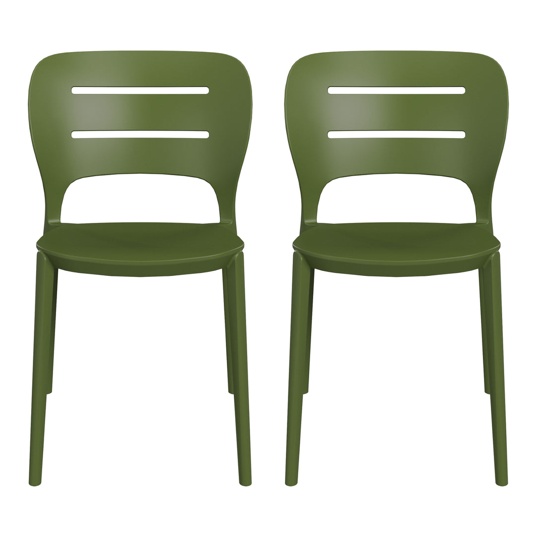 Playa Outdoor Modern Stackable Plastic Patio Dining Side Chairs (Set of 2)
