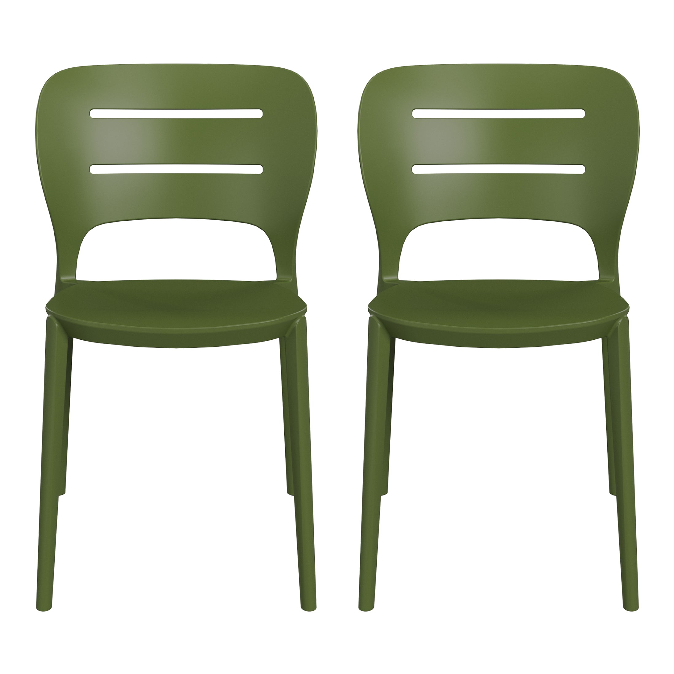 Playa Outdoor Modern Stackable Plastic Patio Dining Side Chairs (Set of 2)