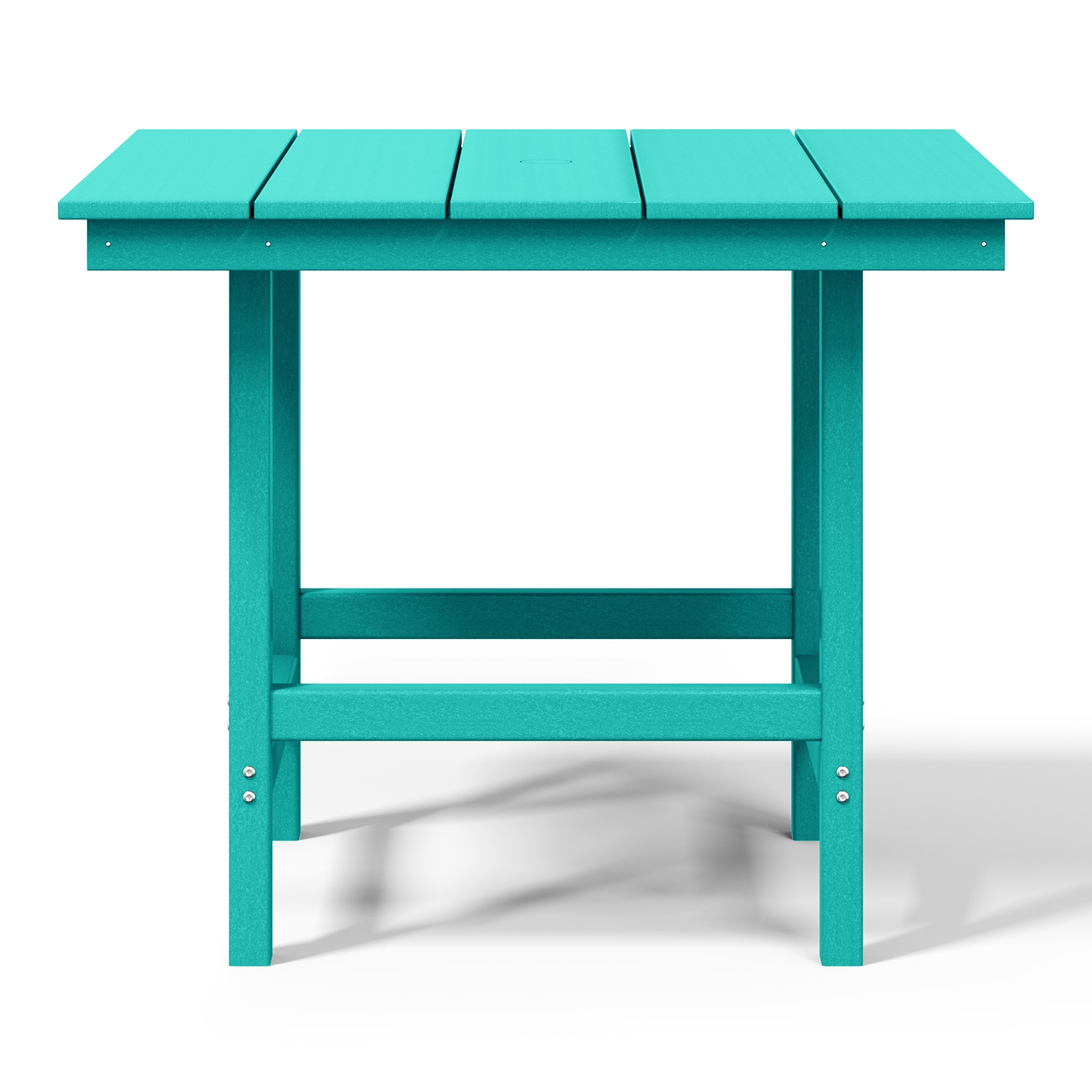 Ashore Outdoor HDPE 36" Square Patio Dining Table with Umbrella Hole