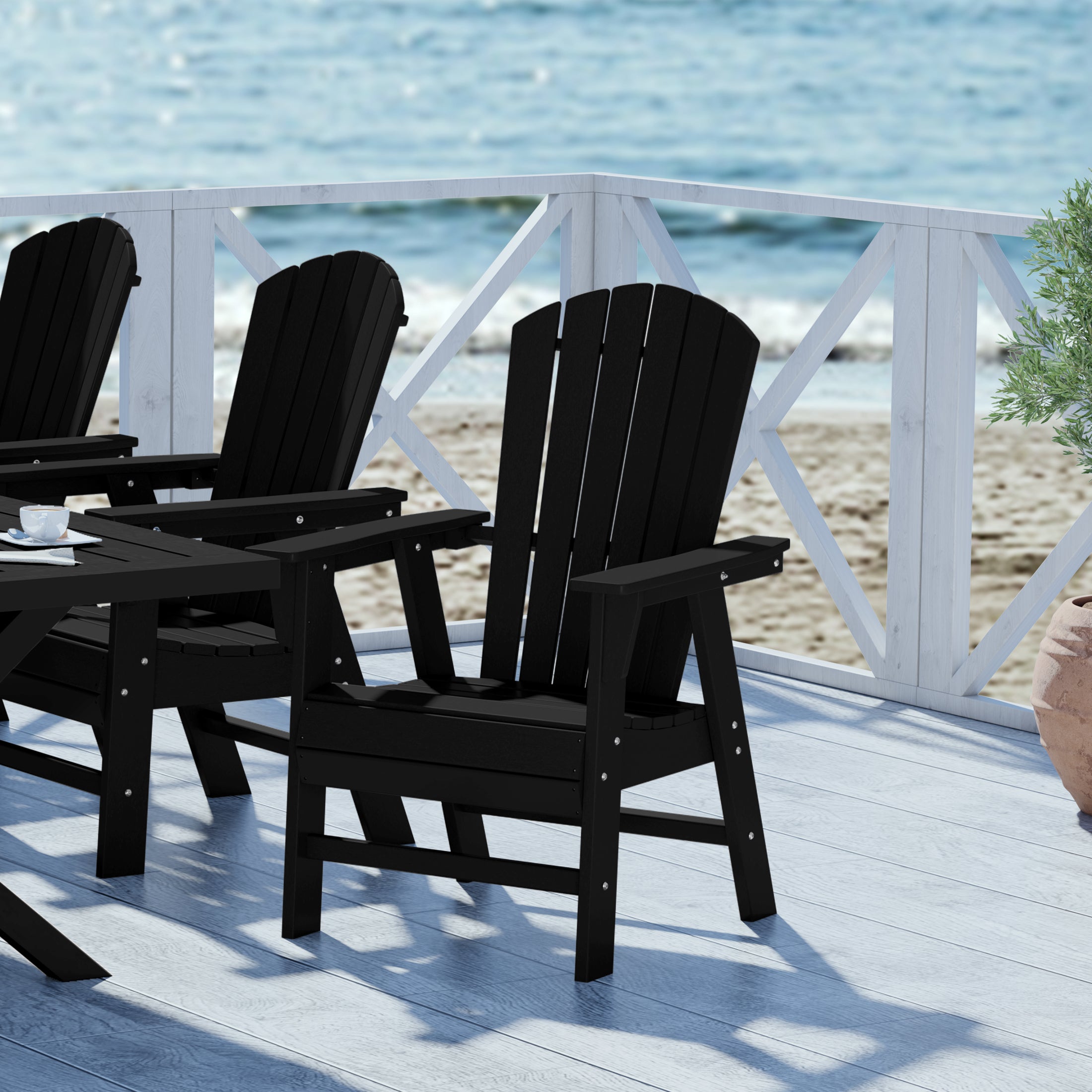 Dylan Outdoor Patio Shell-back Adirondack Dining Chair Weather Resistant