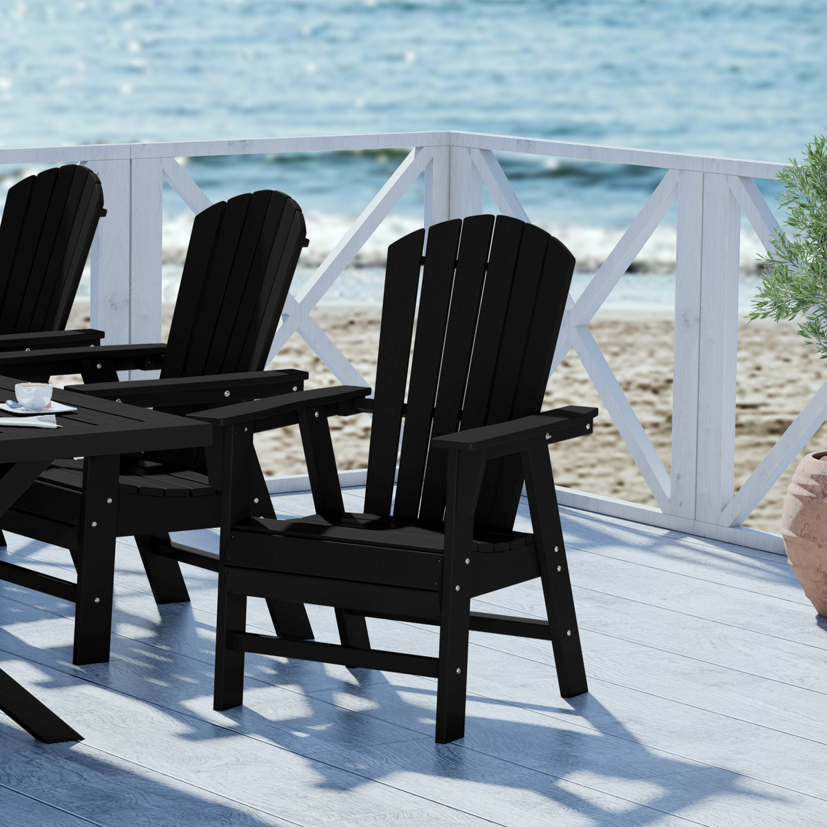 Dylan Outdoor Patio Shell-back Adirondack Dining Chair Weather Resistant