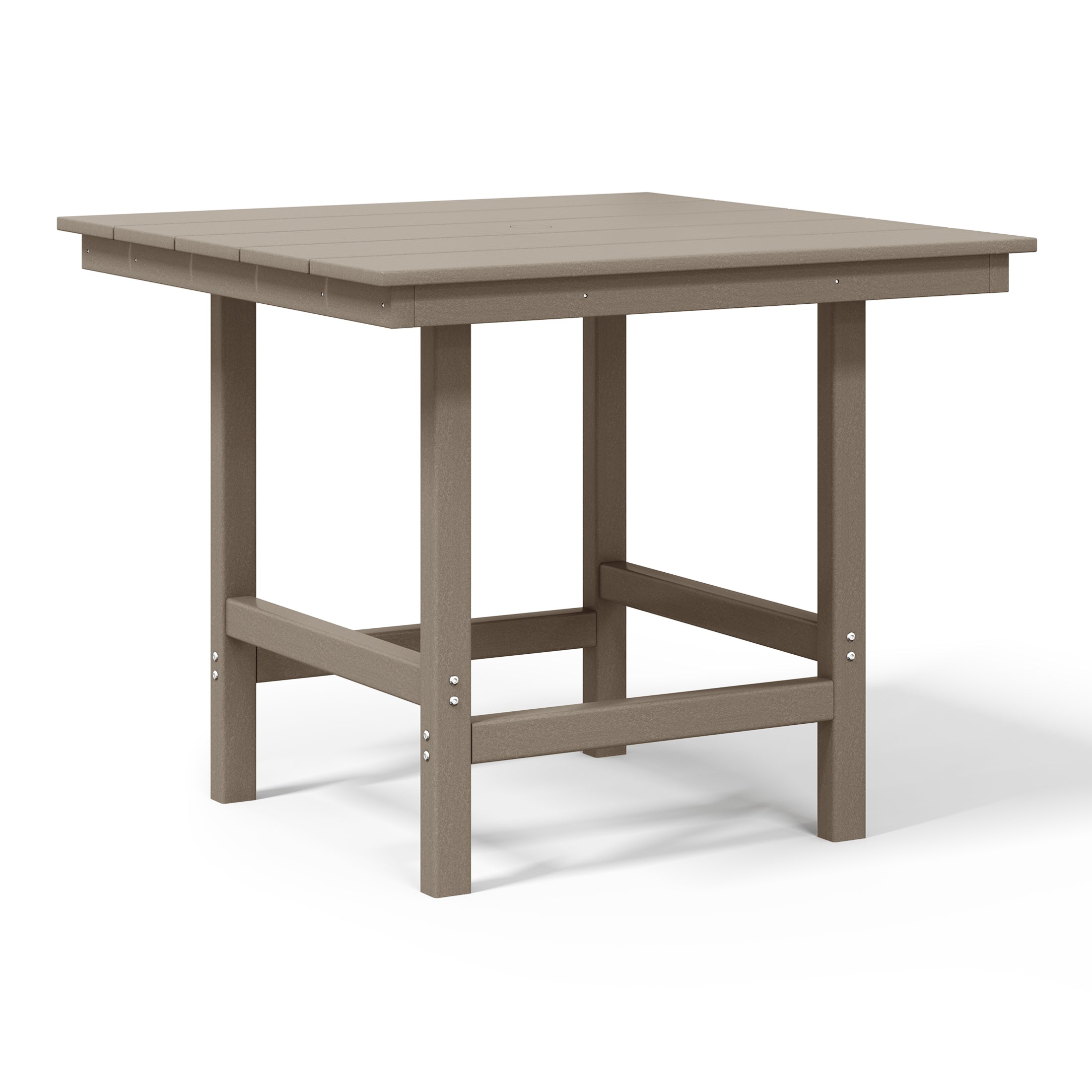 Ashore Outdoor HDPE 36" Square Patio Dining Table with Umbrella Hole
