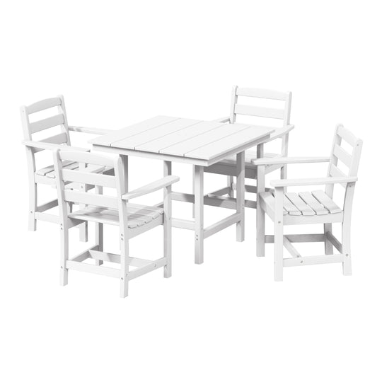 Ashore 5-Piece HDPE Outdoor Square Patio Dining Table Set with Armchairs