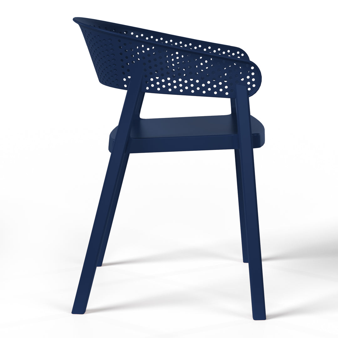 Playa 5-Piece Modern Patio Round Dining Table Set with Stackable Patio Dining Chairs