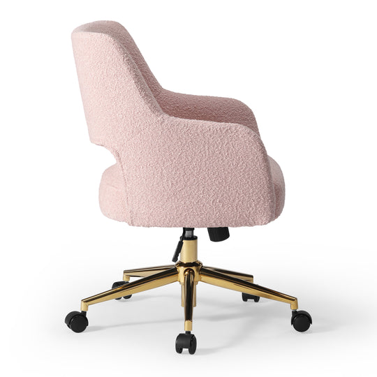 Genevieve Mid-Century Modern Swivel Office Vanity Chair with Wheels