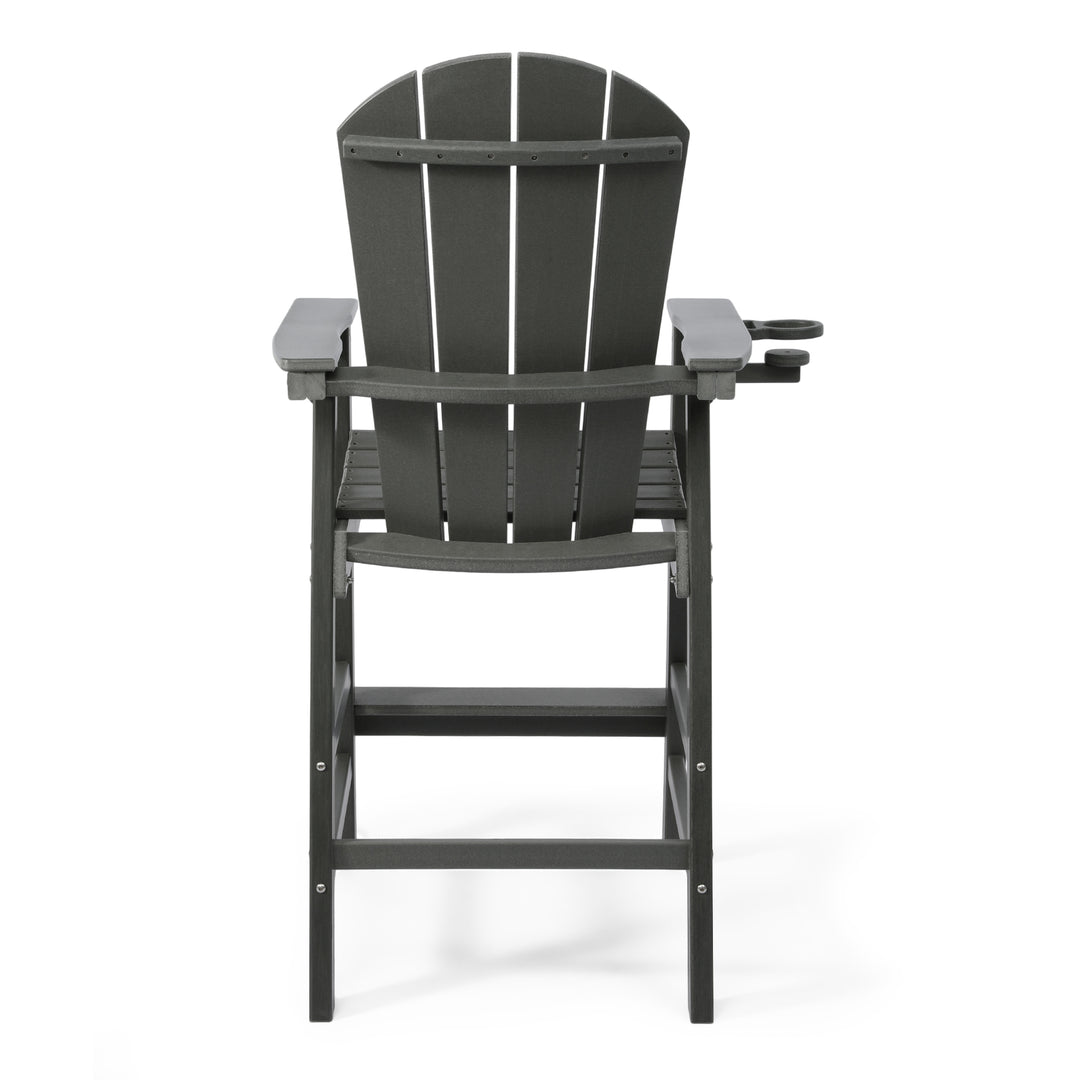 Malibu Outdoor HDPE Tall Adirondack Bar Height Chair With Cup Holder