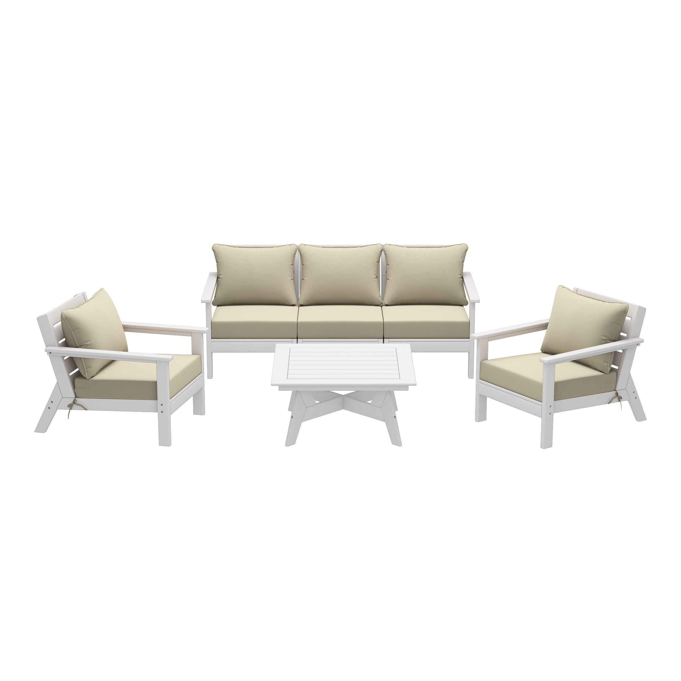 Avalon Outdoor 6-Piece Modular Sectional Patio Furniture Sofa Set in White Frame