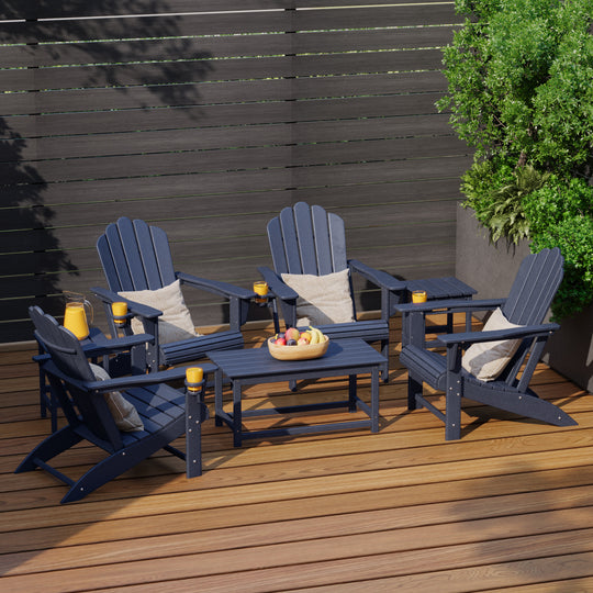 Highland 7-Piece HDPE Outdoor Patio Furniture Adirondack Conversation Set