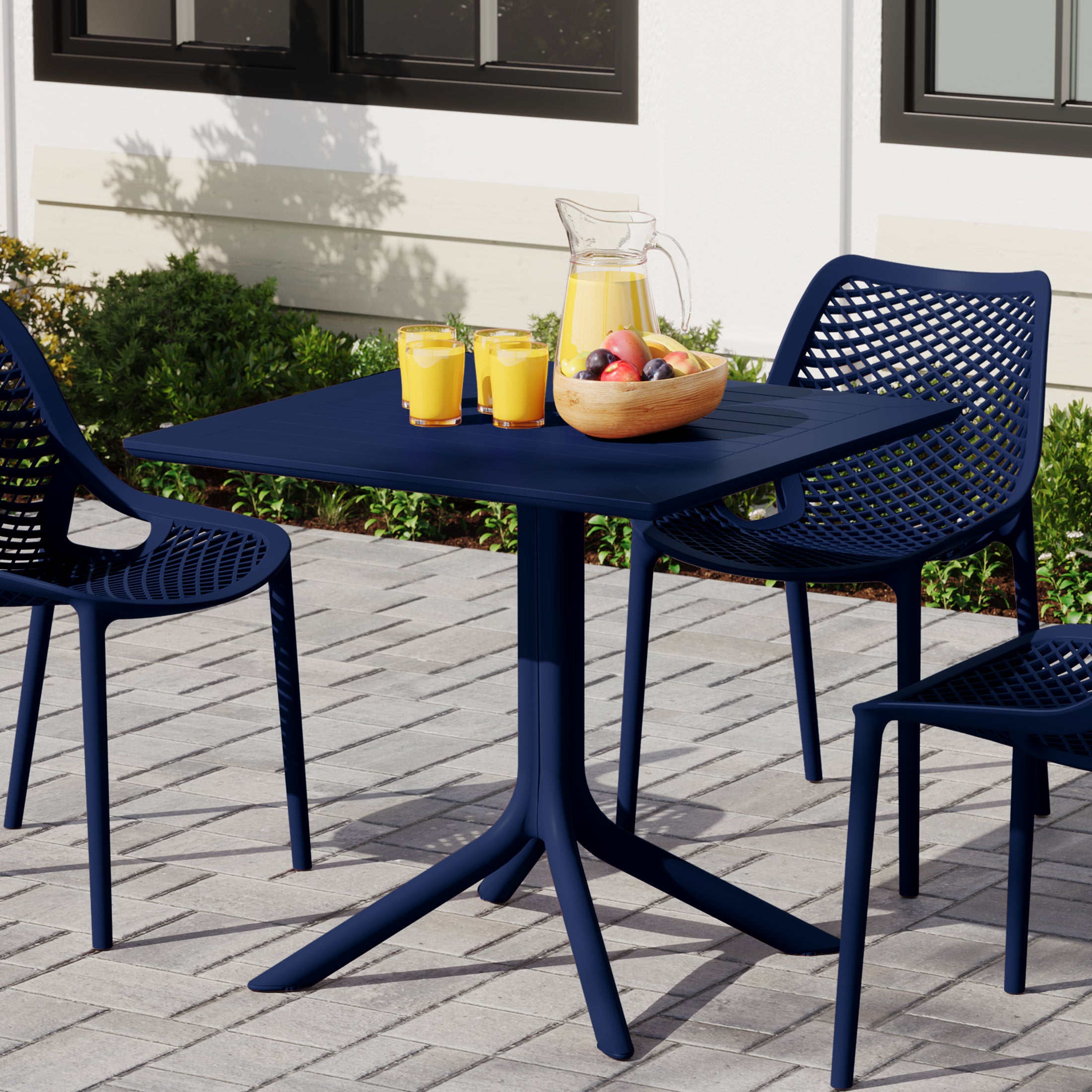 Playa 31.5" Square Outdoor Plastic Resin Patio Dining Table for 4