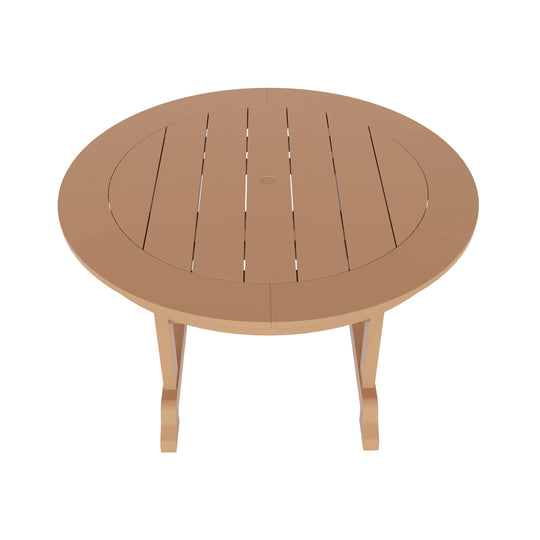 Malibu 5-Piece HDPE Round Patio Dining Table Set with Foldable Chairs