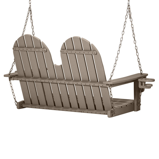 St. Augustine 4ft Outdoor HDPE Poly Farmhouse Hanging Porch Swing With Cup Holders