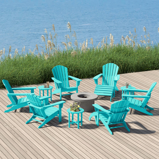 Dylan 12 Piece Outdoor Adirondack Chair With Ottoman And Side Table