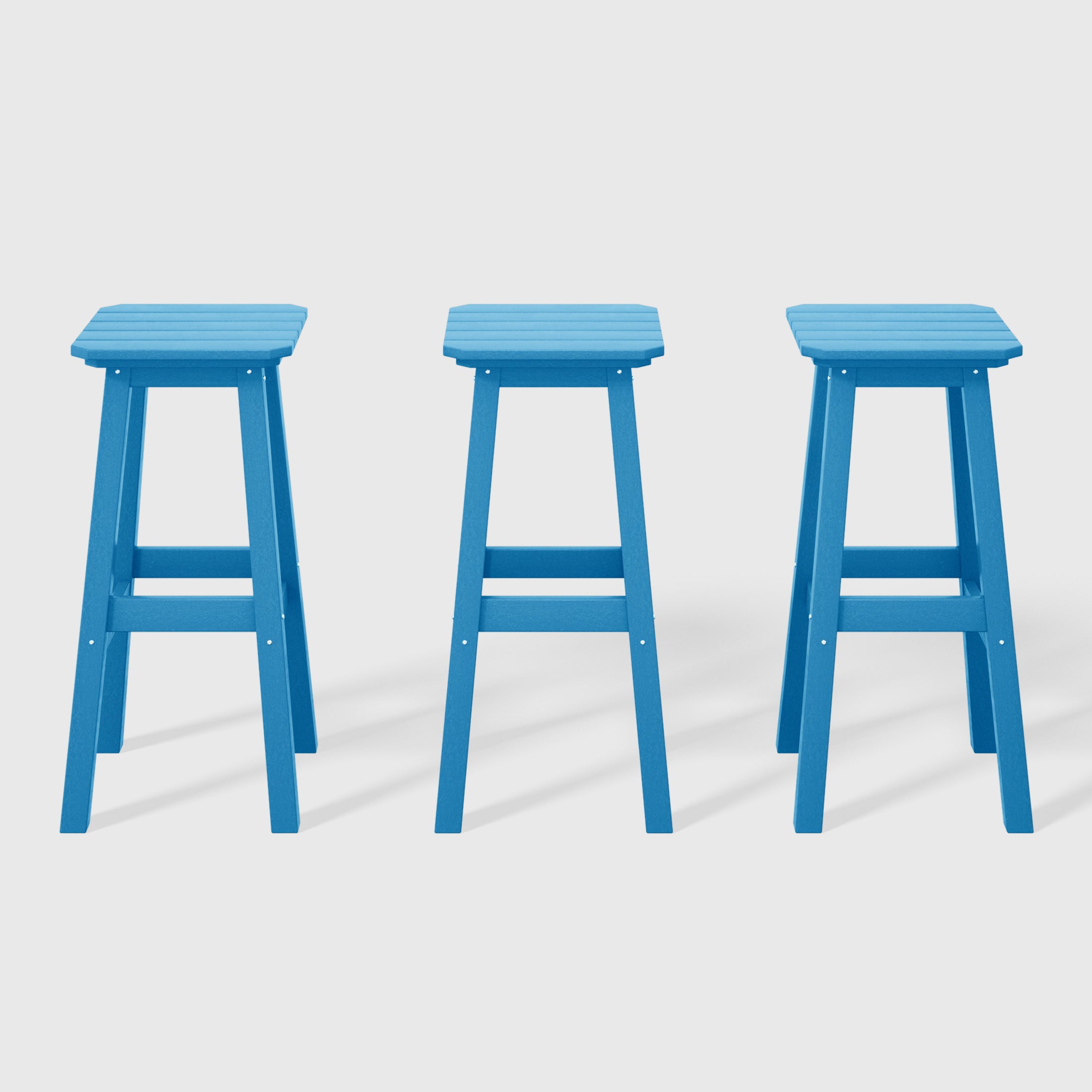 Malibu 29" HDPE Outdoor Patio Square Bar Stools (Set of 3)
