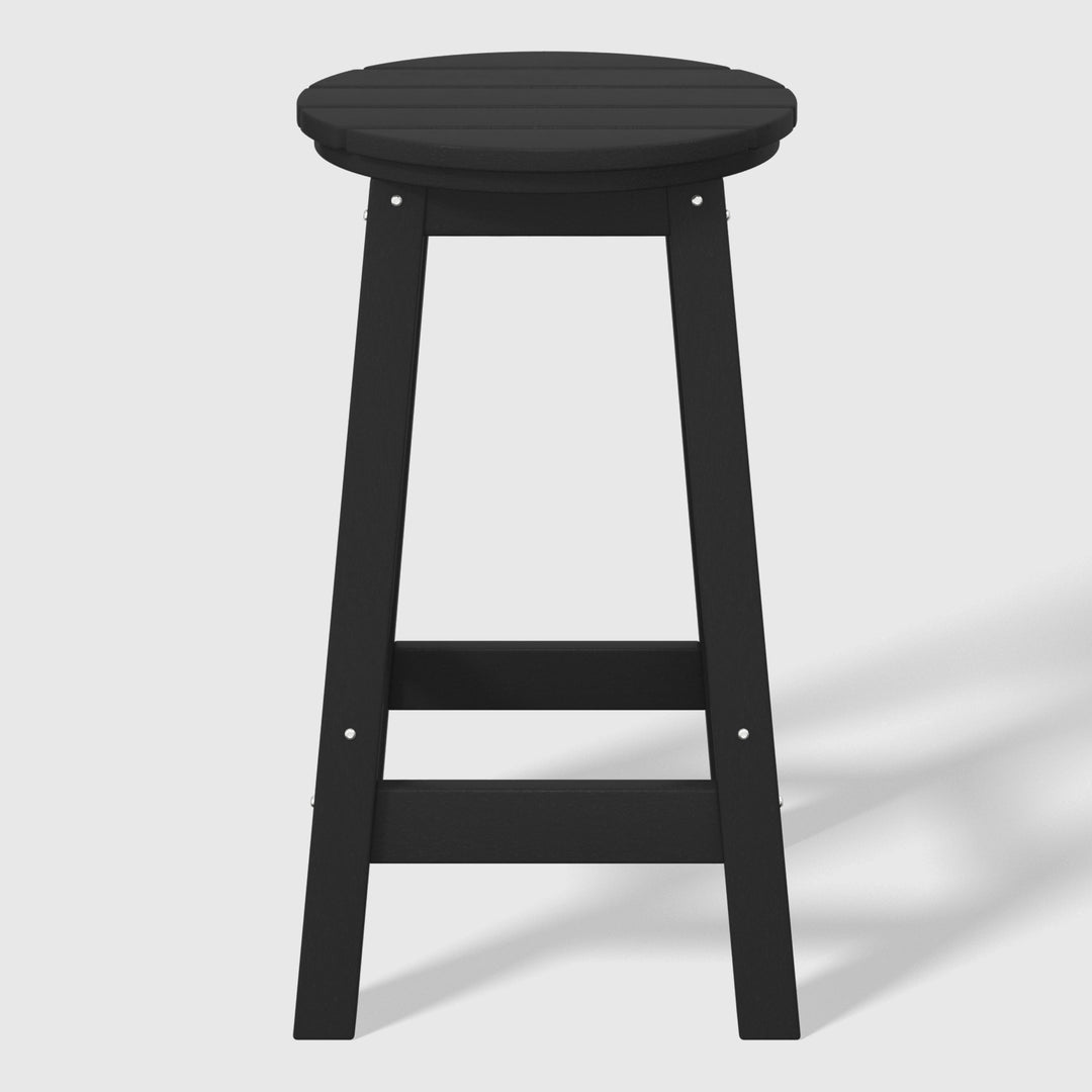 Malibu 24" HDPE Outdoor Patio Round Counter Height Bar Stool Set of 3