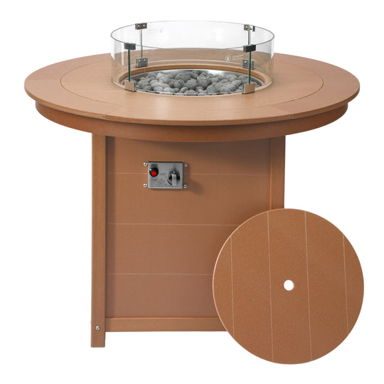 Helios 47" Modern Outdoor Patio Propane Round Counter Height Fire Pit Table