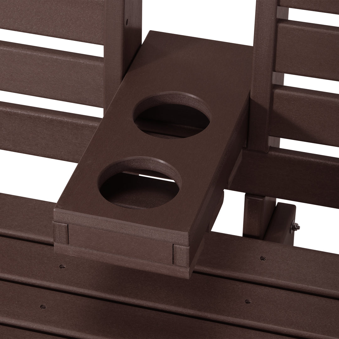 St Charles Outdoor HDPE 54" Front Hanging Porch Swing Bench With Cupholders