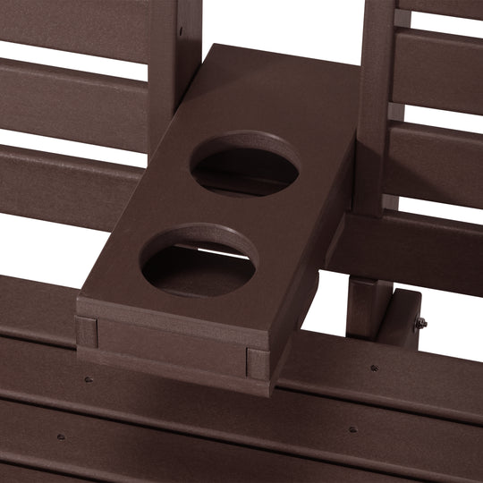 St Charles Outdoor HDPE 54" Front Hanging Porch Swing Bench With Cupholders