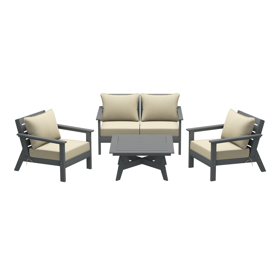 Avalon Outdoor 5-Piece Modular Sectional Patio Furniture Sofa Set