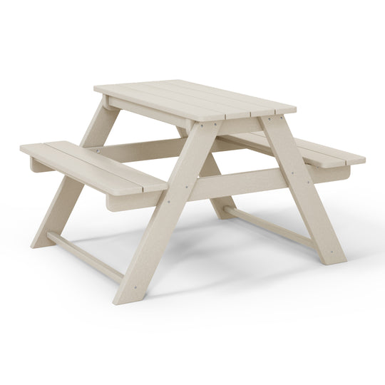 Malibu Outdoor Patio Kids HDPE Plastic Picnic Bench Table