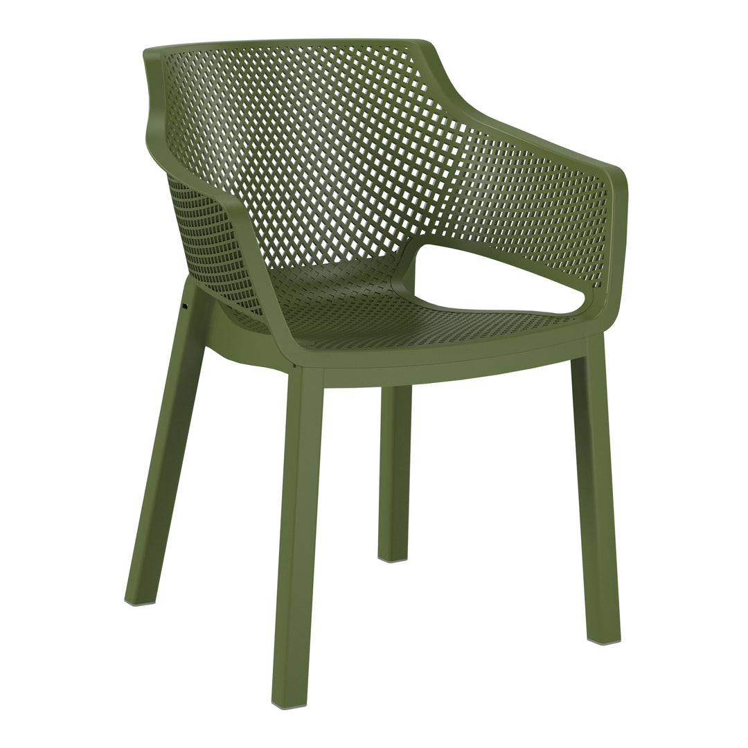 Playa Outdoor Modern Stackable Plastic Resin Patio Dining Armchair (Set of 4)