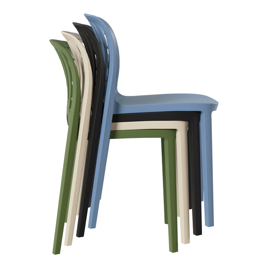 Playa Outdoor Modern Stackable Polypropylene Plastic Patio Bistro Dining Side Chairs (Set of 2)