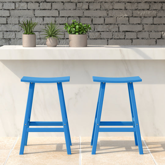 Malibu 2 piece set of 24" height Outdoor / Patio Saddle bar stools