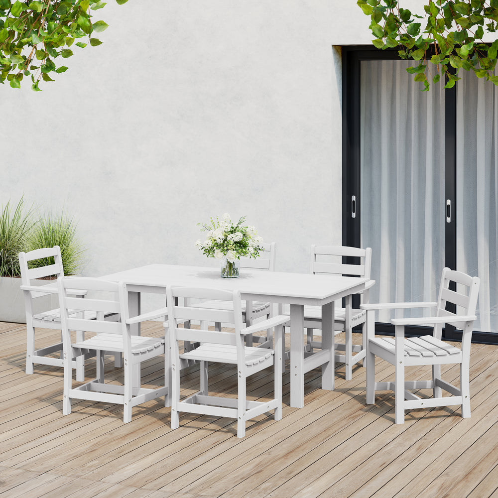 Ashore 7-Piece HDPE Outdoor Rectangular Patio Dining Table Set