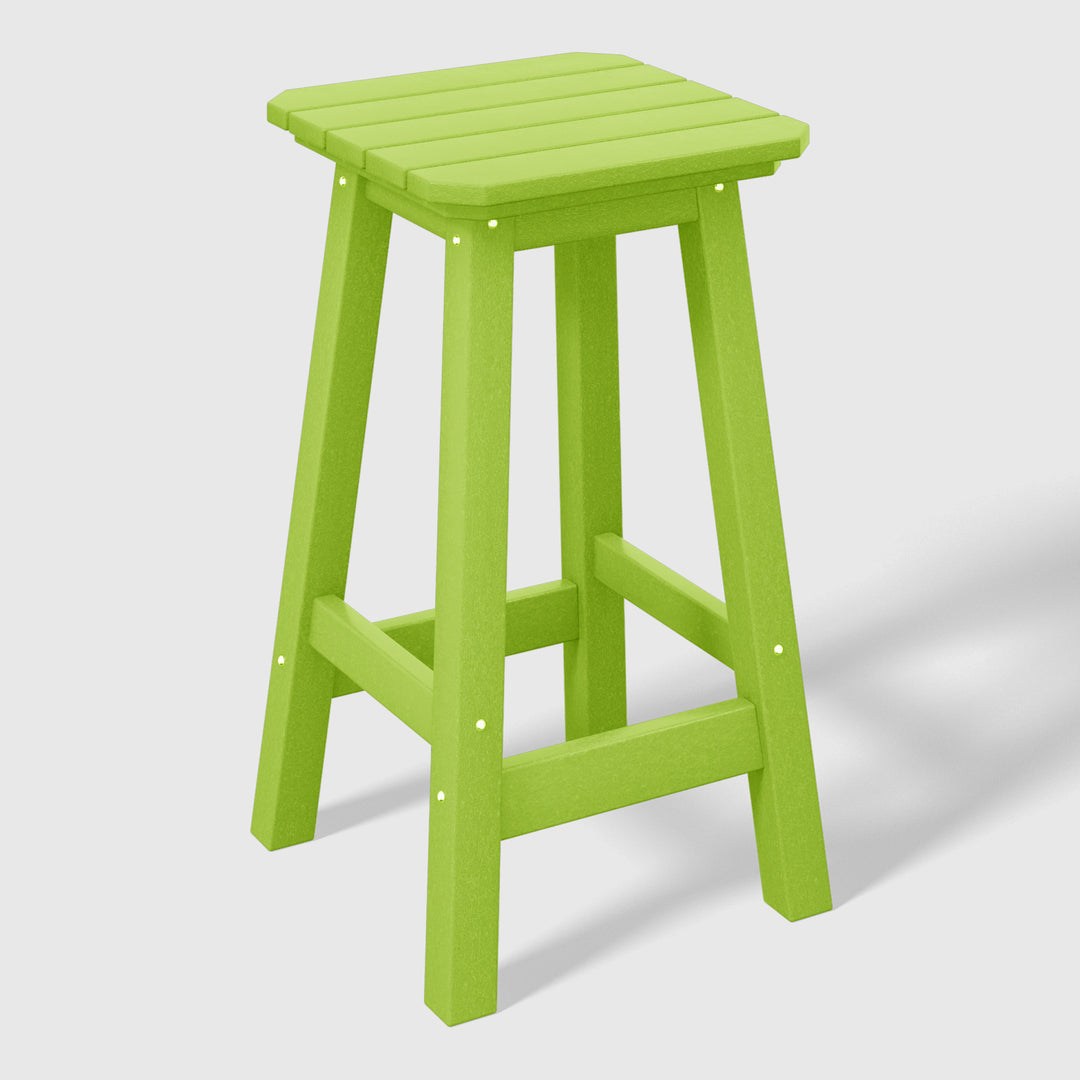 Malibu 24" HDPE Outdoor Patio Counter High Backless Square Bar Stool