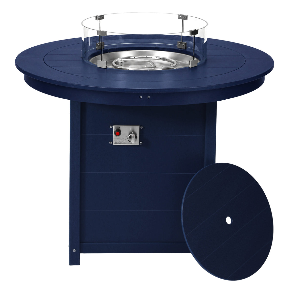 Helios 47" Modern Outdoor Patio Propane Round Counter Height Fire Pit Table