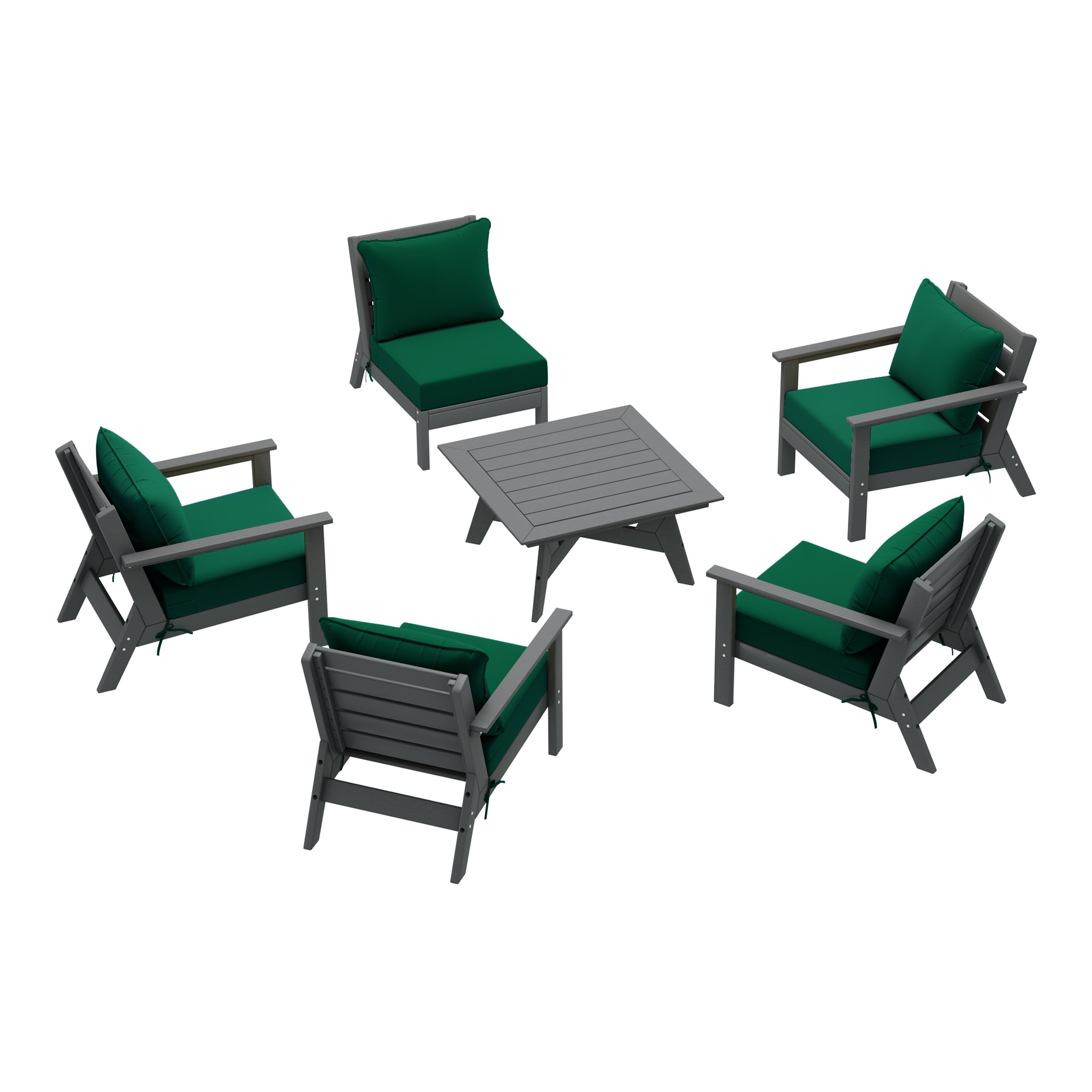 Avalon Outdoor 6-Piece Modular Sectional Patio Furniture Sofa Set in Gray Frame