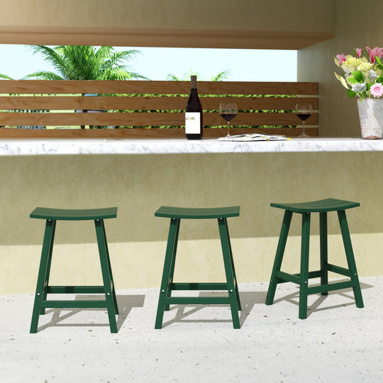 Malibu 24" HDPE Outdoor Patio Counter Height Bar Stools (Set of 3)