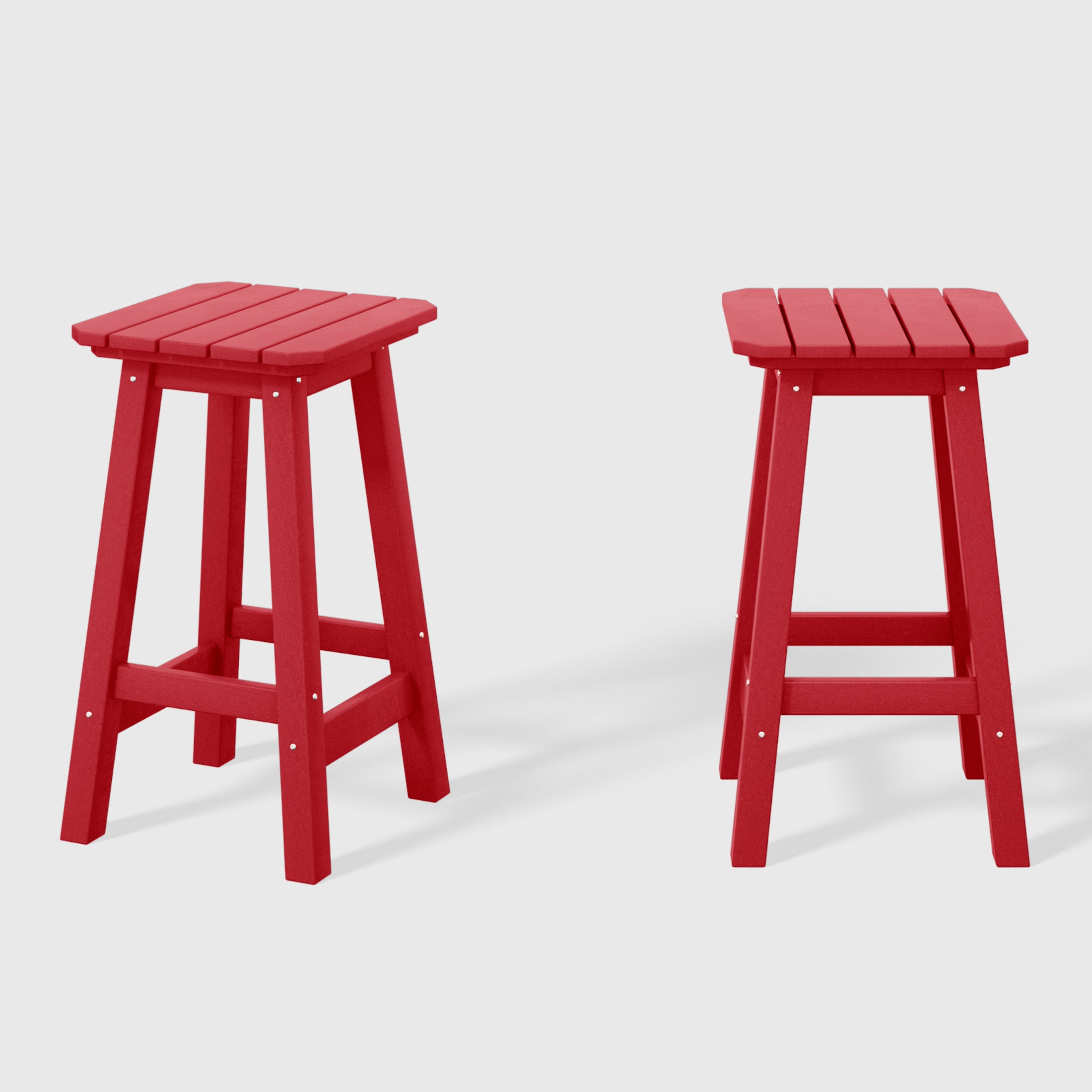 Malibu 24" HDPE Outdoor Patio Counter High Backless Square Bar Stools Set of 2
