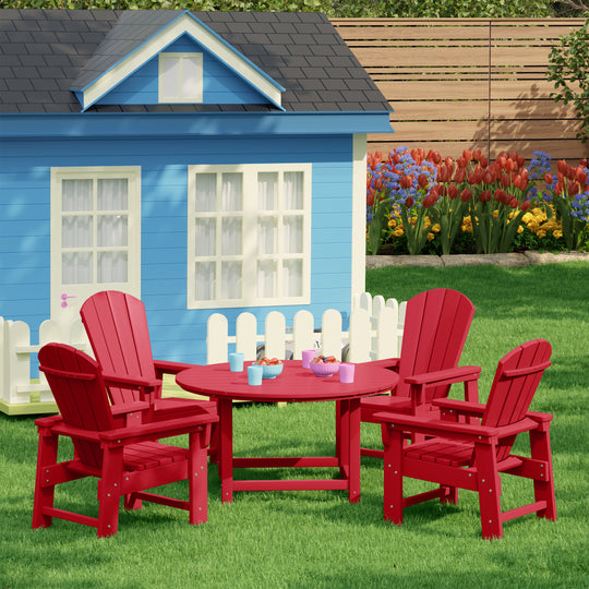 Malibu Kids 5-Piece HDPE Outdoor Patio Round Dining Table and Chairs Set