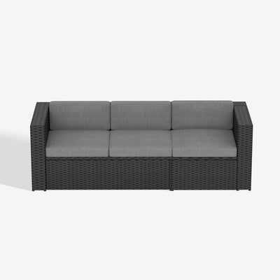 Bronx 82" Wide Outdoor Rattan Wicker Patio Sofa with Cushions