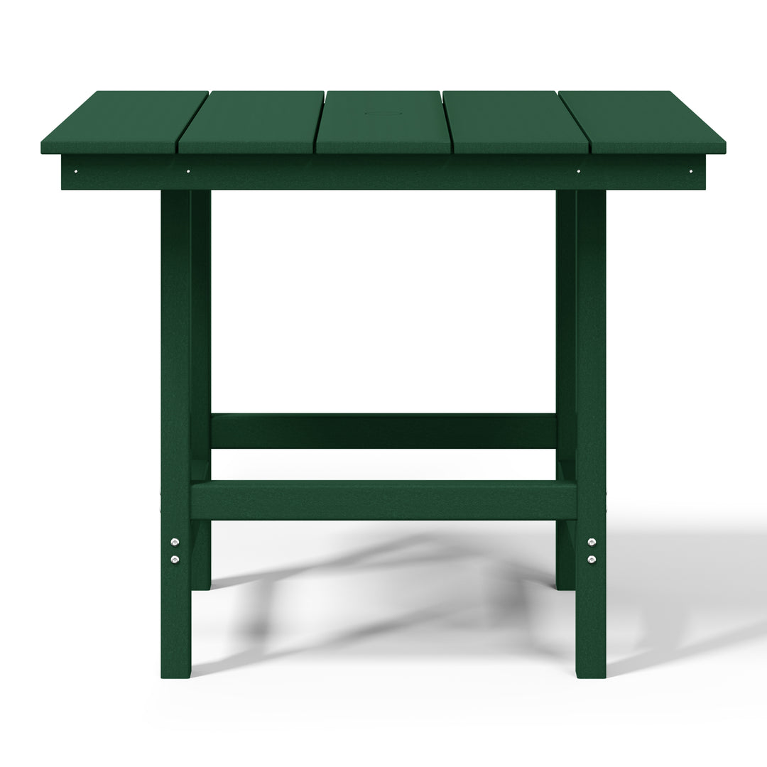 Ashore Outdoor HDPE 36" Square Patio Dining Table with Umbrella Hole