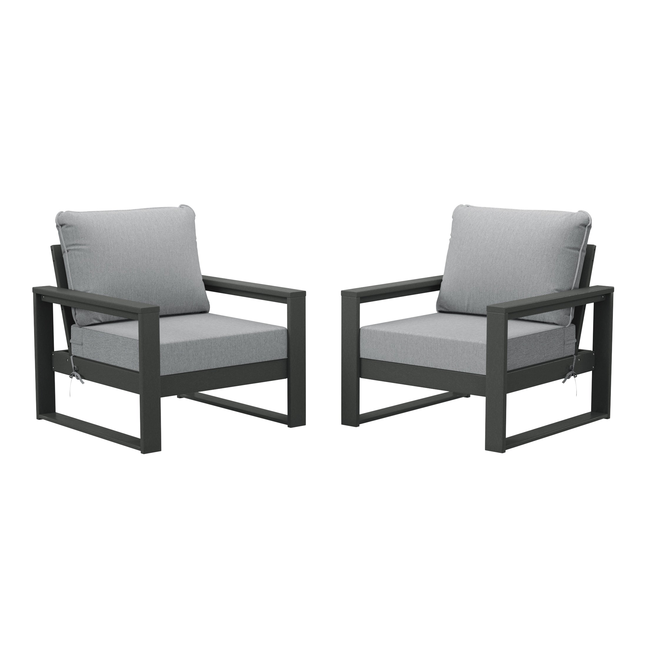 Montara Outdoor Modern HDPE Patio Club Chair with Waterproof Deep Seat Cushions (Set of 2)