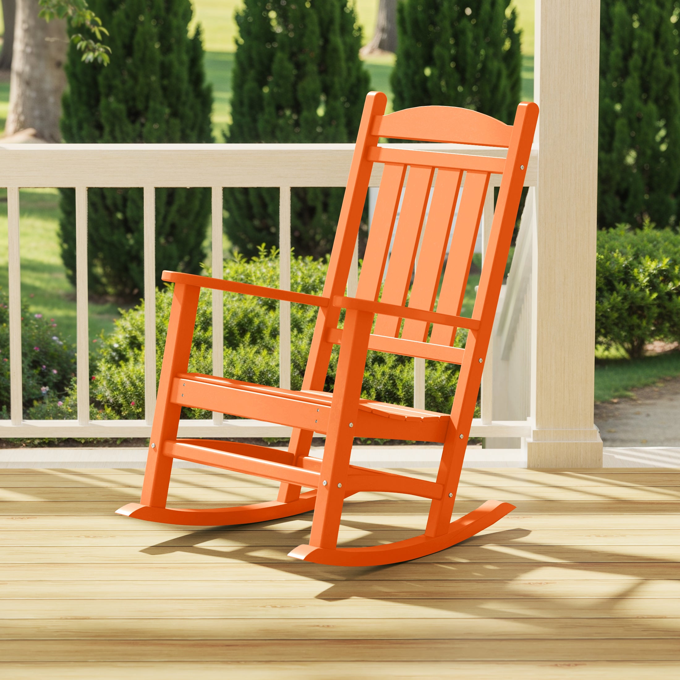 WestinTrends Plastic Patio Porch Outdoor Rocking Chair, Red