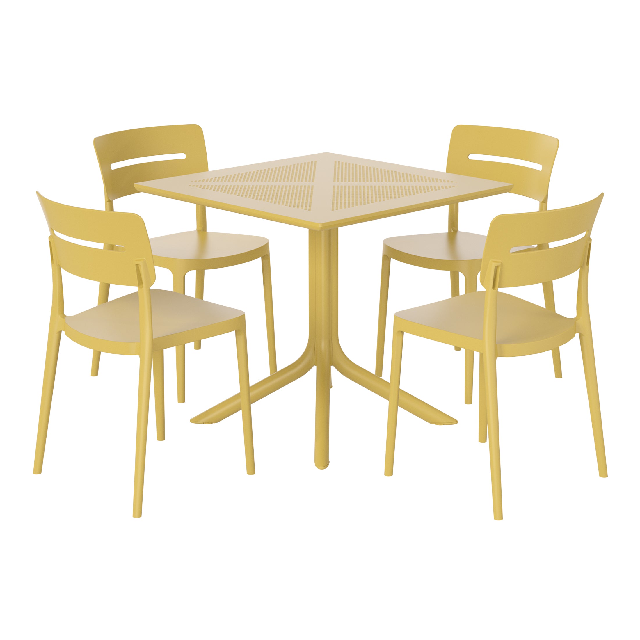 Playa Modern 5-Piece Resin Patio Dining Table Set with Stackable Patio Dining Chairs