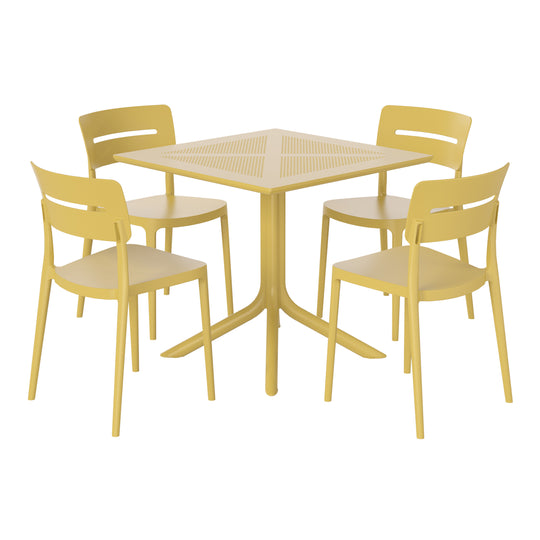 Playa Modern 5-Piece Resin Patio Dining Table Set with Stackable Patio Dining Chairs