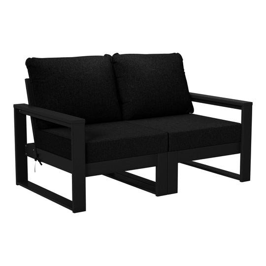 Montara Outdoor HDPE All-Weather Modern Patio Loveseat with Waterproof Cushions